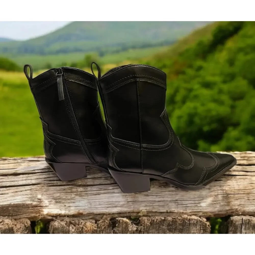 Madden Girl Swifty Black Women's Half Cowboy Boots Shoes 2